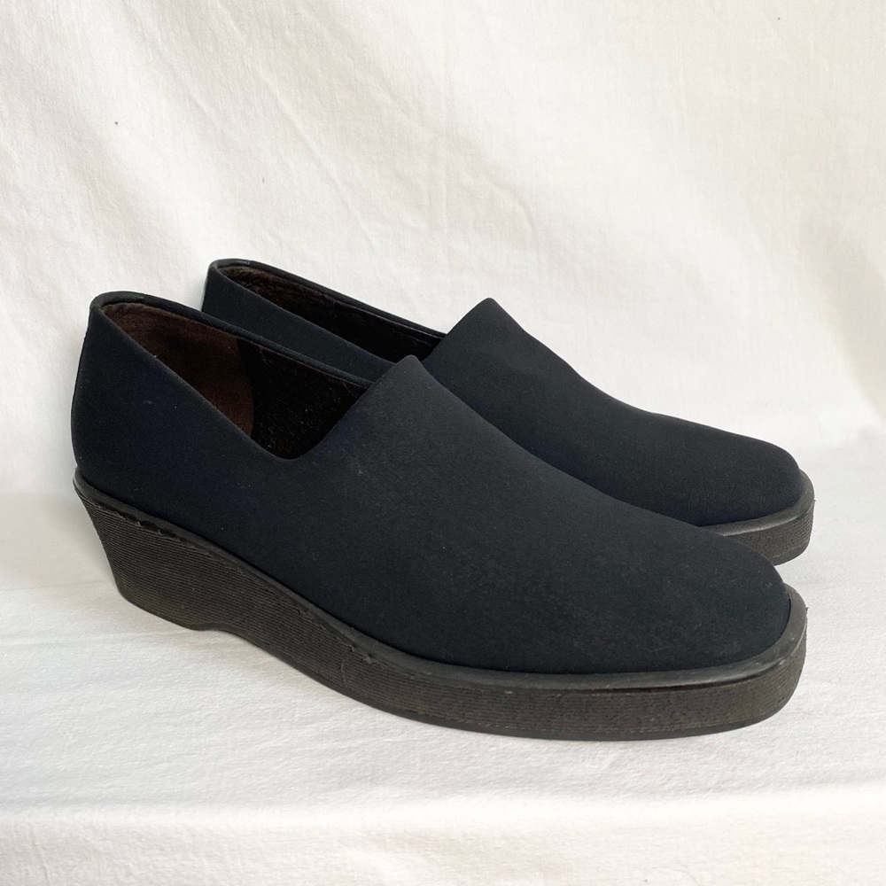 Donald J. Pliner | 'At Last' Black Square Toe Platform Wedge Pump Shoes Size 7.5